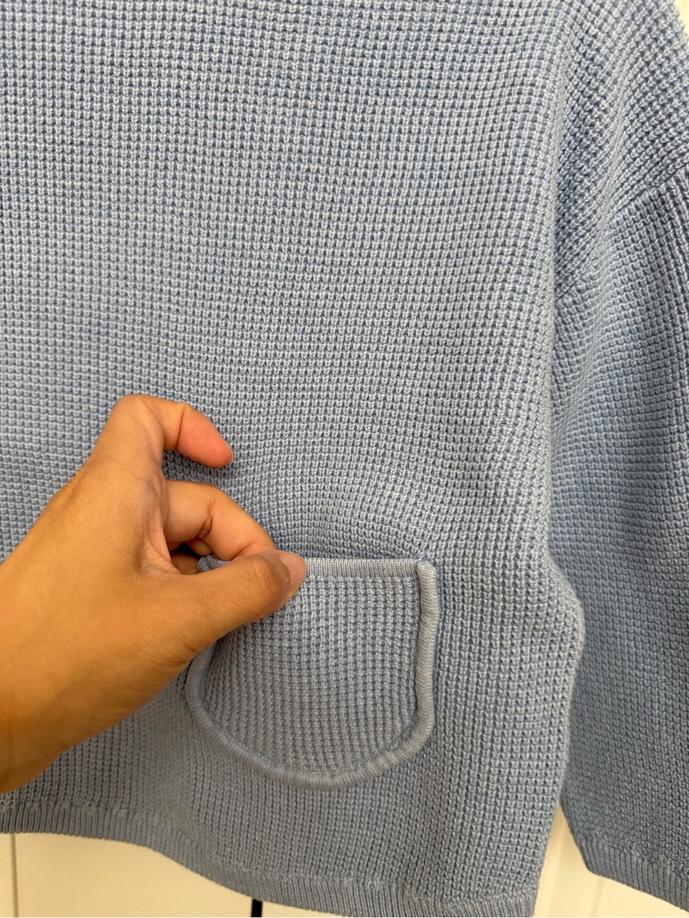 New ZARA kids Light Blue Knit Sweater with Pocket - Picture 2 of 3